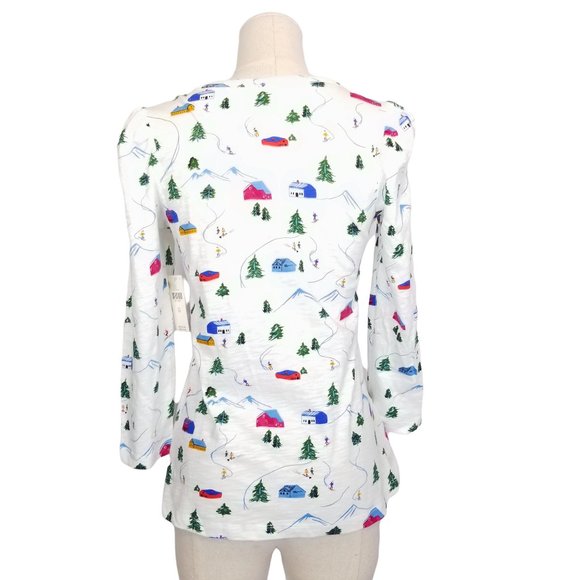 NWT Anthropologie Maeve Ski Themed Audra Cotton Tee Sz XS - Picture 4 of 12